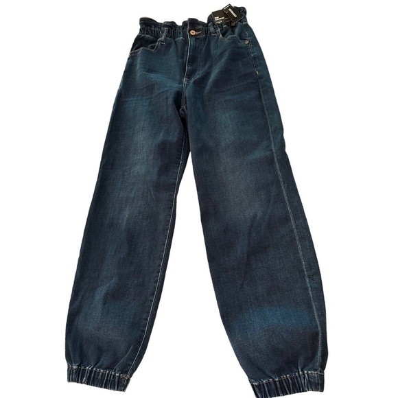 Express Super High Waisted Dark Denim Joggers - Picture 1 of 7